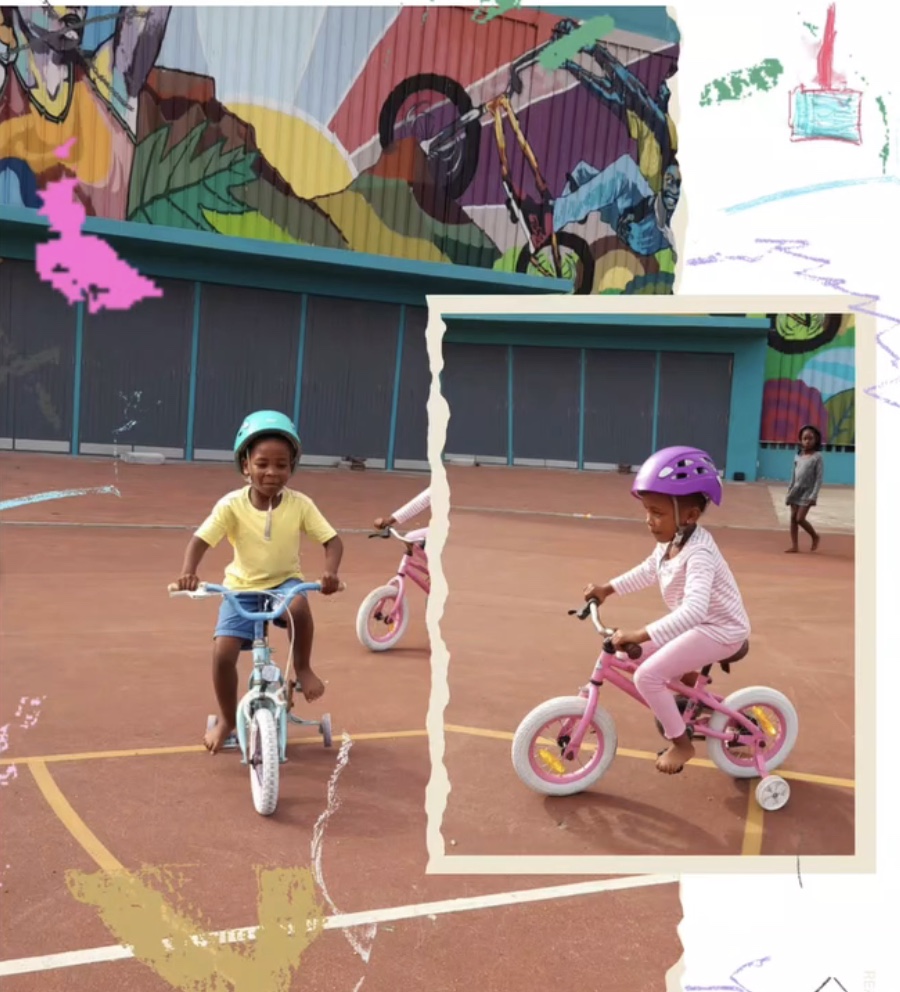 Children riding bicycles together