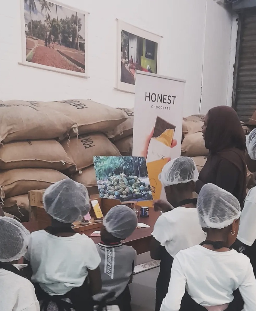 Children visiting the Honest Chocolate factory